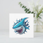 Shark logo T-Shirt Einladung (Stehend Vorderseite)