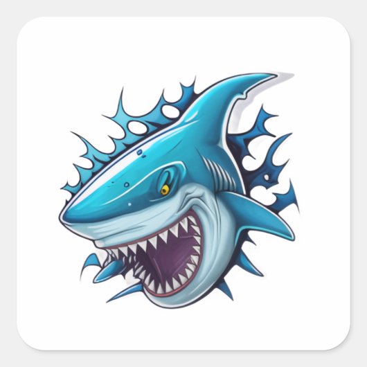 Shark logo T-Shirt Quadratischer Aufkleber (Vorderseite)