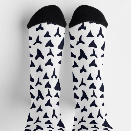 Shark Lover Blue White Sharks Zähne Gemustert Socken (Oben)