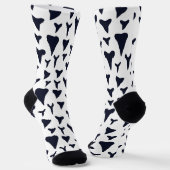 Shark Lover Blue White Sharks Zähne Gemustert Socken (Gewinkelt)