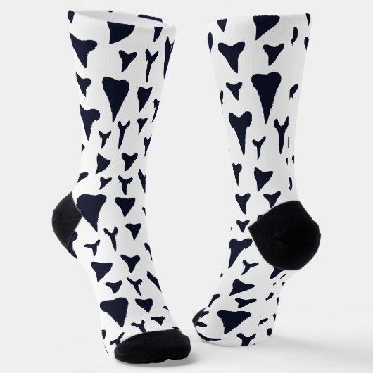 Shark Lover Blue White Sharks Zähne Gemustert Socken (Gewinkelt)