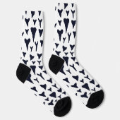 Shark Lover Blue White Sharks Zähne Gemustert Socken (Rechts)