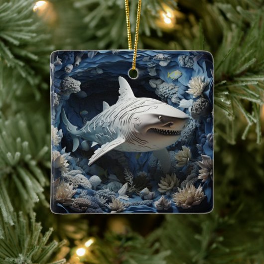 Shark Lover Geschenk Weihnachten Keramikornament (Baum)