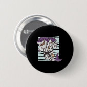 Shark Martial Arts Fighter Funny Karate Cartoon Gr Button (Vorne & Hinten)
