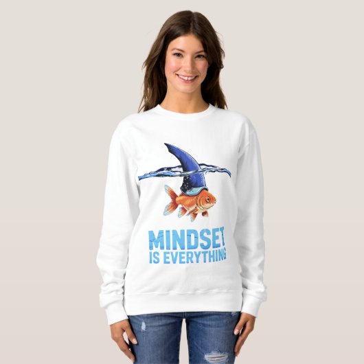 "Shark Mindset Goldfish - Inspirationsmotivation Sweatshirt (Vorne ganz)