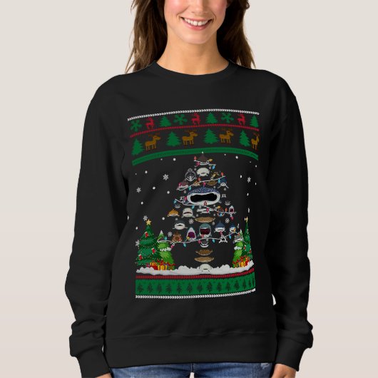 Shark Mouth Ugly Christmas Sweater Tree Sweatshirt (Vorderseite)