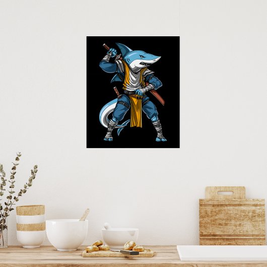 Shark Ninja Samurai Poster (Küche)