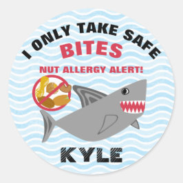 Shark Nut Allergy Alert Geeignete Niedliche Kinder Runder Aufkleber