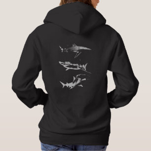 Shark Ocean Animal Back Design Grunge Ästhetik Hoodie