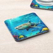 Shark Ocean Predator Art Getränkeuntersetzer (Linke Seite)