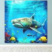 Shark Ocean Predator Art Leinwanddruck (Insitu (Holzboden))