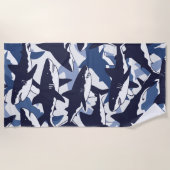 Shark Pattern – Blue Ocean Design Strandtuch (Vorderseite)