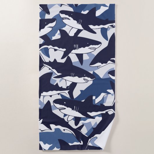Shark Pattern – Blue Ocean Design Strandtuch (Vorderseite)