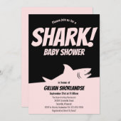 Shark Pink Baby Dusche Einladung (Vorne/Hinten)