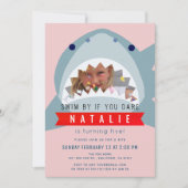 Shark Pink Pool Girl Foto Geburtstag Einladung (Vorderseite)