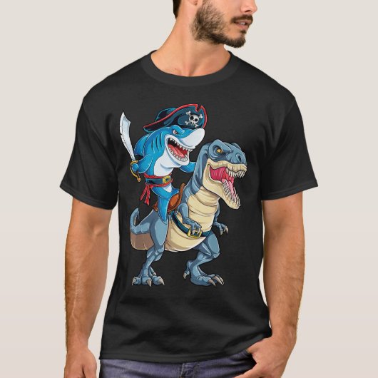 Shark Pirate Dinosaur T Rex Jawsome Boys Kids Men T-Shirt (Vorderseite)