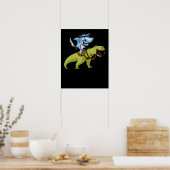 Shark Pirate Riding T-Rex Dinosaur Poster (Küche)