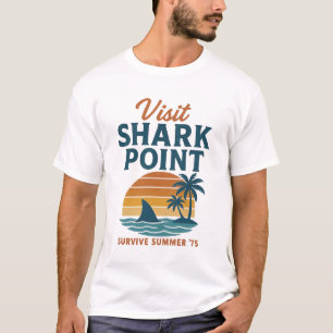 Shark Point Escape - Vintag Beach Vibes Graphic f T-Shirt