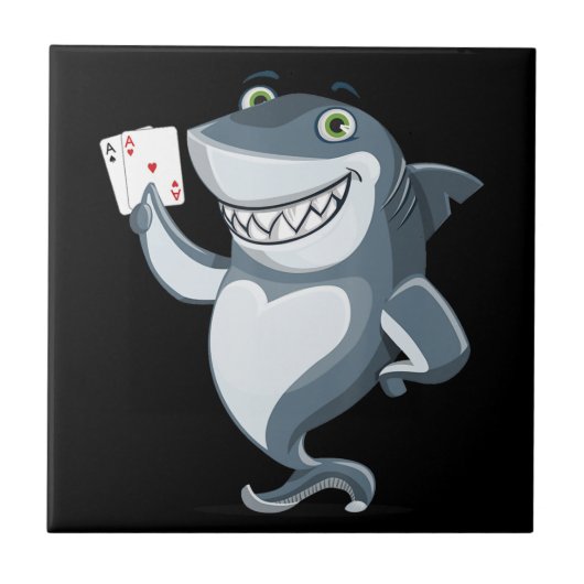 Shark Poker Player - Funny Shark Gifts Fliese (Vorderseite)