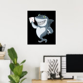 Shark Poker Player - Funny Shark Gifts Poster (Heimbüro)