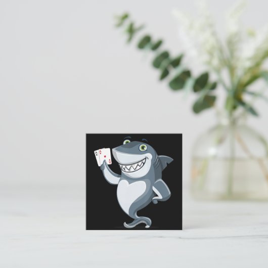 Shark Poker Player - Funny Shark Gifts Quadratische Visitenkarte (Stehend Vorderseite)