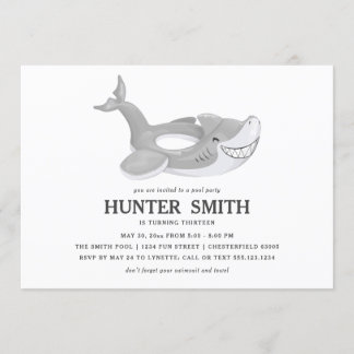 Shark Pool Float Geburtstagspool Party Einladung