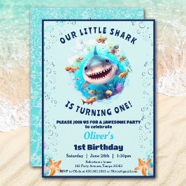 Shark Pool Geburtstagsparty Boy 1. Geburtstag Einladung