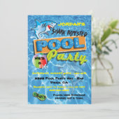 Shark Pool Geburtstagsparty Einladungen (Stehend Vorderseite)