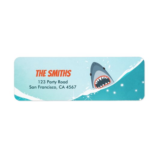 Shark Pool Party Address Labels Ocean Splish Boy (Vorne)