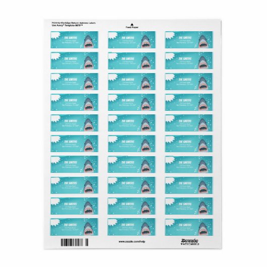 Shark Pool Party Address Labels Ocean Splish Boy (Vorne)