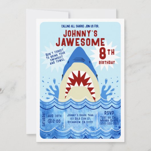 Shark Pool Party Einladung (Vorderseite)