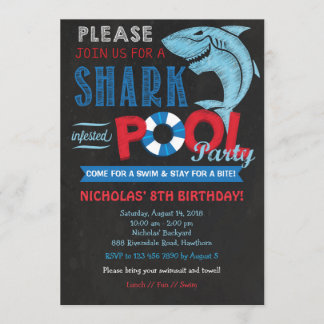 Shark Pool Party Einladung, Einladung von Haien