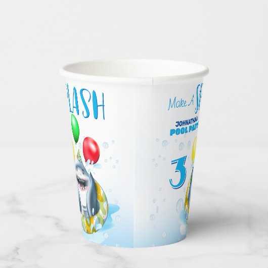 Shark Pool Party Kindergeburtstag Pappbecher (Rechts)