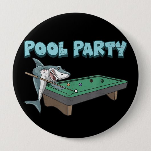 Shark Pool Party Pub Billiard Summer Beach Pool Button (Vorderseite)
