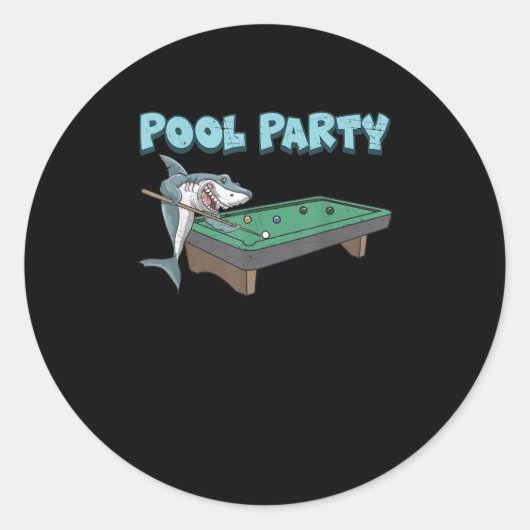 Shark Pool Party Pub Billiard Summer Beach Pool Runder Aufkleber (Vorderseite)