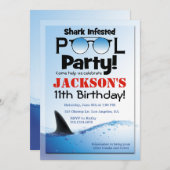 Shark Pool Party Schwimmen Geburtstag Einladung (Vorne/Hinten)