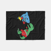 Shark Punching T-rex Dinosaur Funny Fighting Boxin Fleecedecke (Vorderseite (Horizontal))