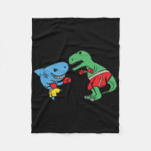 Shark Punching T-rex Dinosaur Funny Fighting Boxin Fleecedecke (Vorderseite)