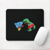 Shark Punching T-rex Dinosaur Funny Fighting Boxin Mousepad (Mit Mouse)