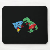 Shark Punching T-rex Dinosaur Funny Fighting Boxin Mousepad (Vorne)