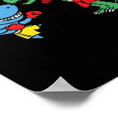 Shark Punching T-rex Dinosaur Funny Fighting Boxin Poster (Ecke)