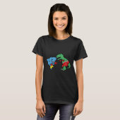 Shark Punching T-rex Dinosaur Funny Fighting Boxin T-Shirt (Vorne ganz)