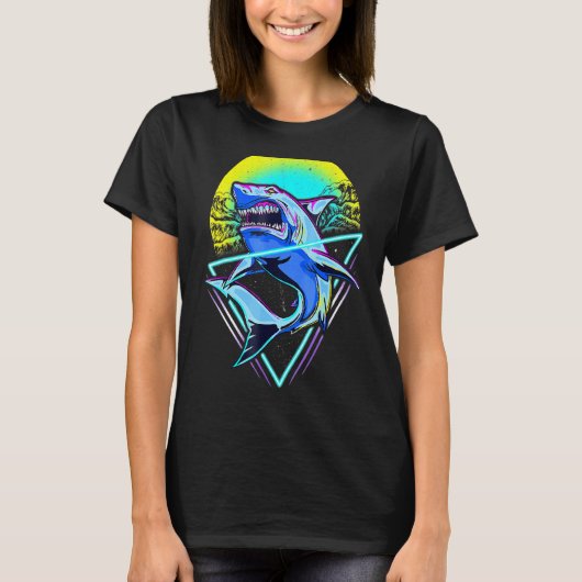 Shark Retro Punk 80er 90s T-Shirt (Vorderseite)