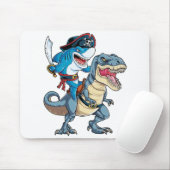 Shark Riding Dinosaur Pirate Shirt für Jungen Mädc Mousepad (Mit Mouse)