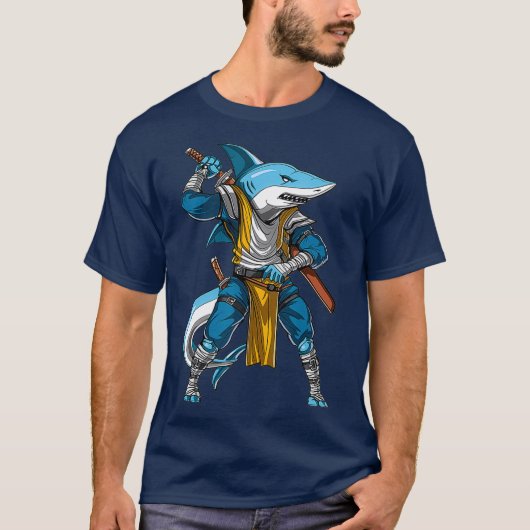 Shark Samurai Ninja Kung Fu Krieger für Kampfkünst T-Shirt (Vorderseite)