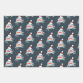 Shark Santa Claus Blue Christmas Holiday Geschenkpapier Set (Vorderseite)