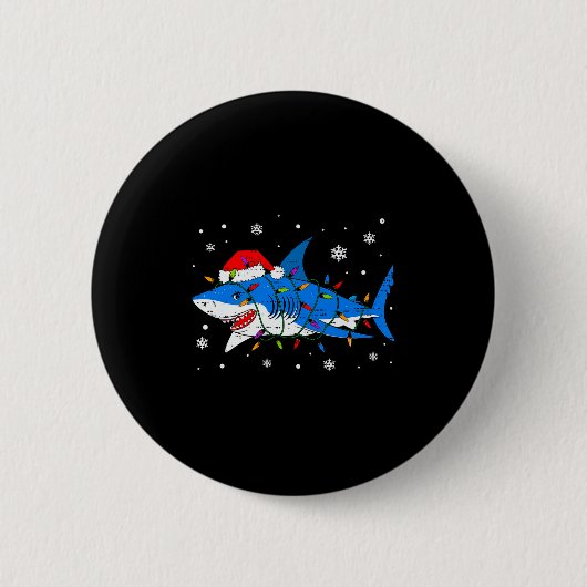 Shark Santa Hat Christmas Lights Xmas Pajama Men W Button (Vorderseite)