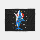 Shark Santa Hat Christmas Lights Xmas Pajama Men W Fleecedecke (Vorderseite (Horizontal))