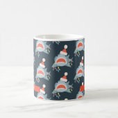 Shark Santa Weihnachtsfeiertage Lichter Navy Blue Kaffeetasse (Mittel)