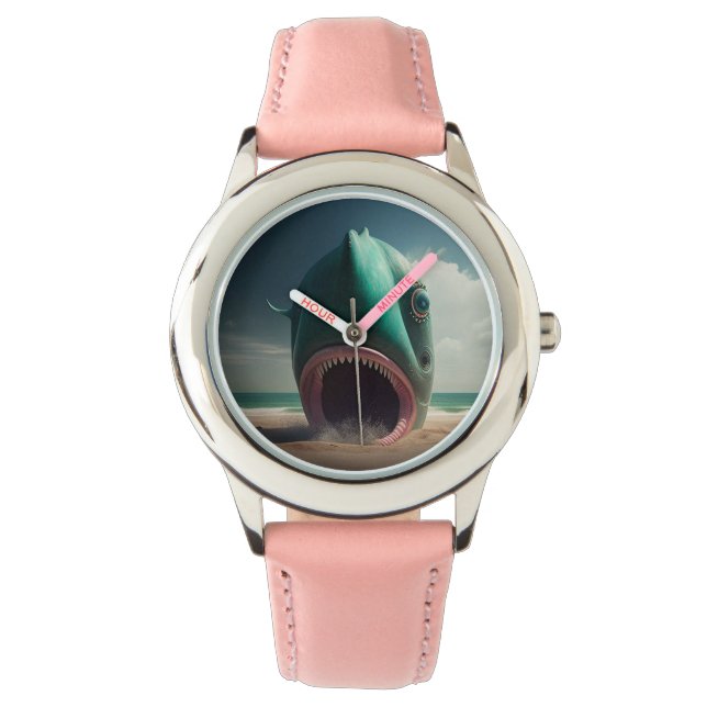 Shark sculpture on the beach armbanduhr (Vorderseite)
